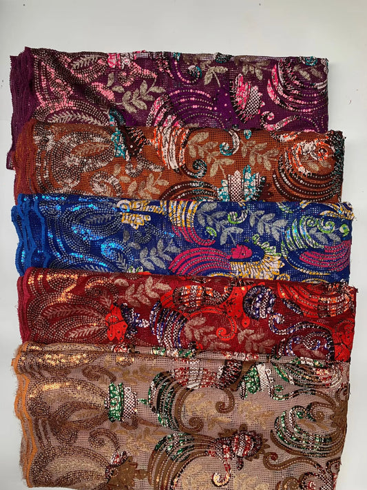 Nigerian Net Bridal Fabric Sequisn Print Ankara Crafts Lace For Evening Dress Cloth Materials