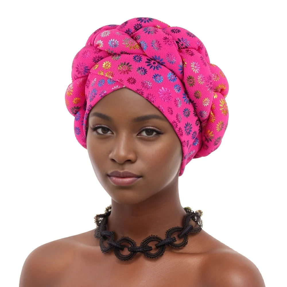African Auto Gele Headtie Aso Oke Nigeria Braids Wedding Headgear Women Bonnet Turban Cap Already Made Head Wraps
