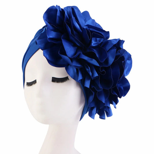 Women's Head Wraps Wedding Party Headpiece Muslim Headscarf Hat India Caps Exaggerated Big Flower African Turban Cap