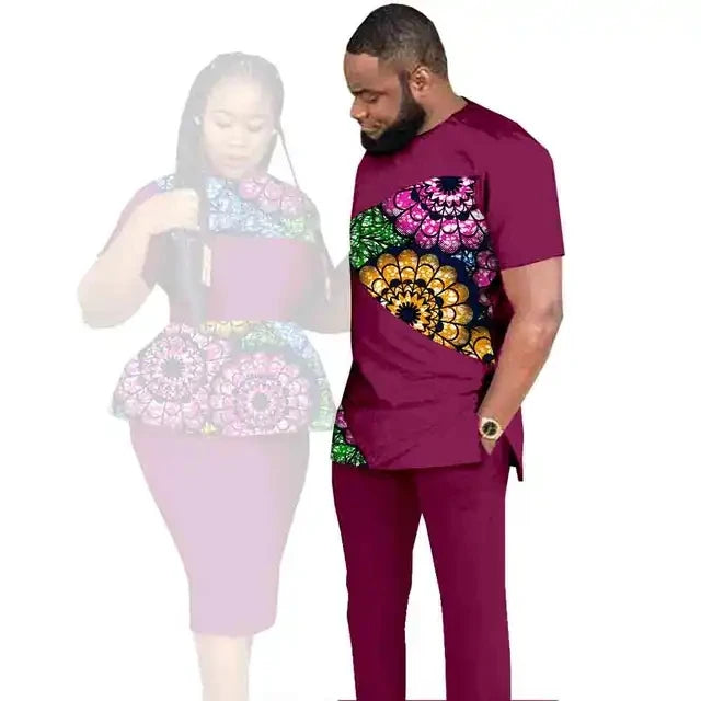 African Couples Clothing Women Outfits African Clothes for Couples Women Wear Wedding Party Ankara Match Men 2 Pieces Pants Sets