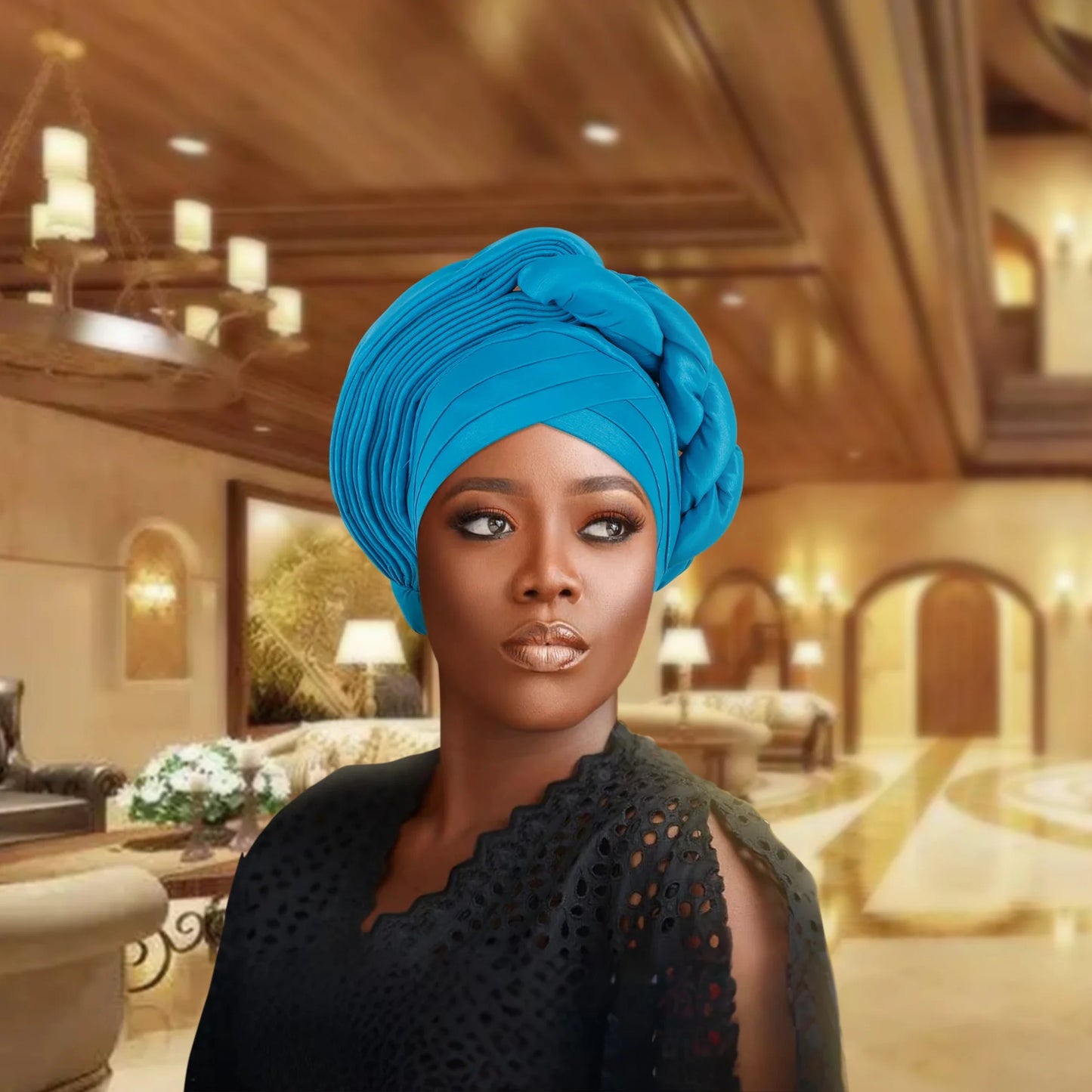 African Auto Gele Headtie Aso Oke Nigeria Braids Wedding Headgear Women Bonnet Turban Cap Already Made Head Wraps