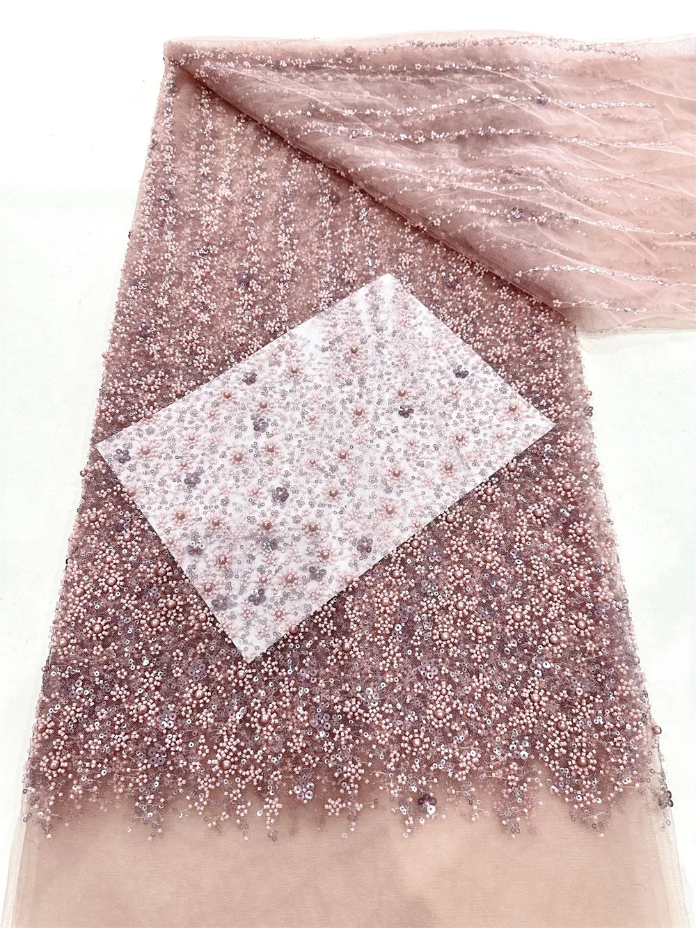 Luxury Bule Sequins Tube Beads Lace Fabric For Wedding 2025 New Design French African Tulle Mesh Lace For Evening Dress ST57AJN2