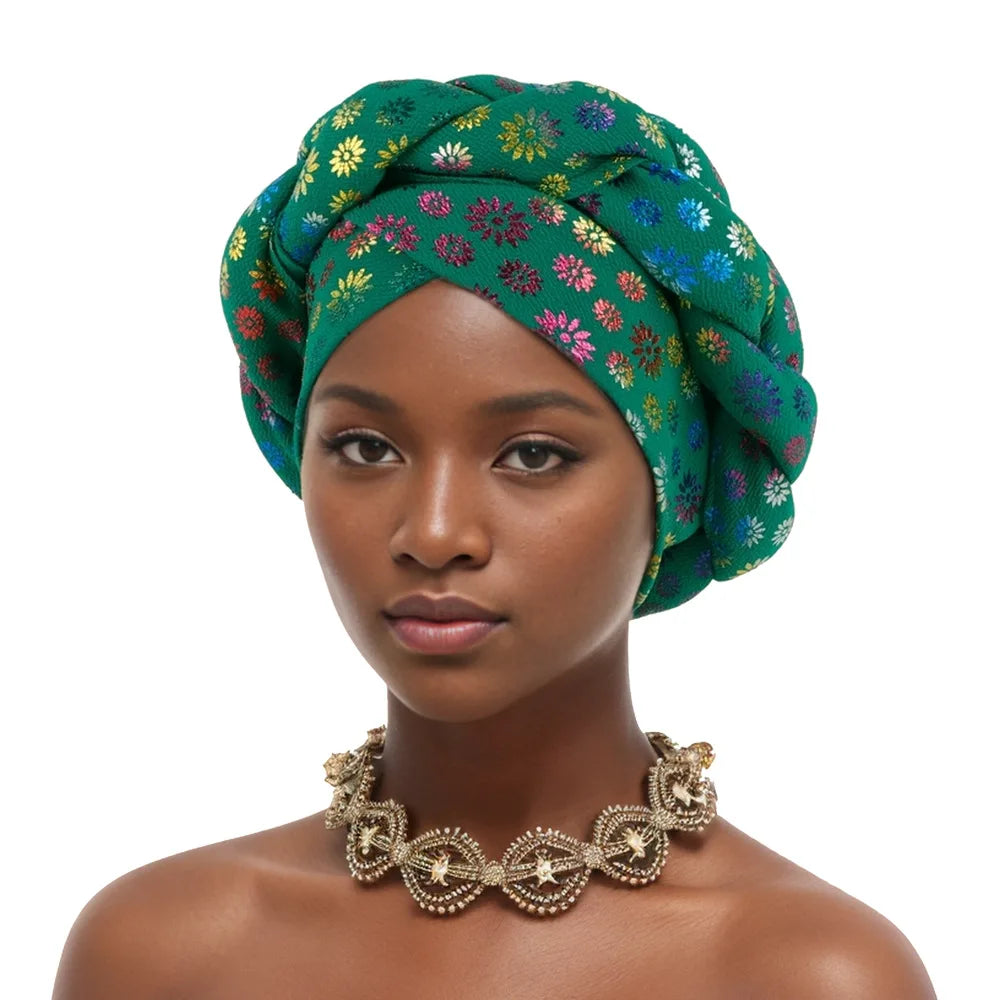 African Auto Gele Headtie Aso Oke Nigeria Braids Wedding Headgear Women Bonnet Turban Cap Already Made Head Wraps