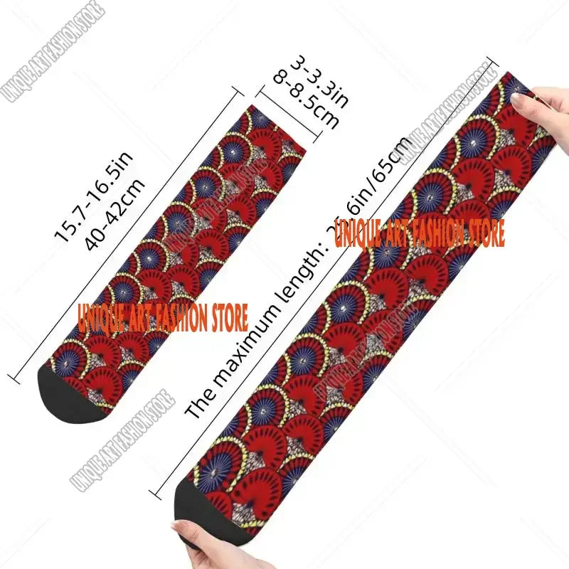 Fashion Printed Ankara Dutch Wax Print Socks for Men Women Male Stretch Summer Autumn Winter African Patterns Crew Socks