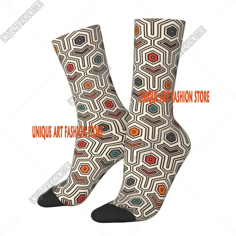 Fashion Printed Ankara Dutch Wax Print Socks for Men Women Male Stretch Summer Autumn Winter African Patterns Crew Socks