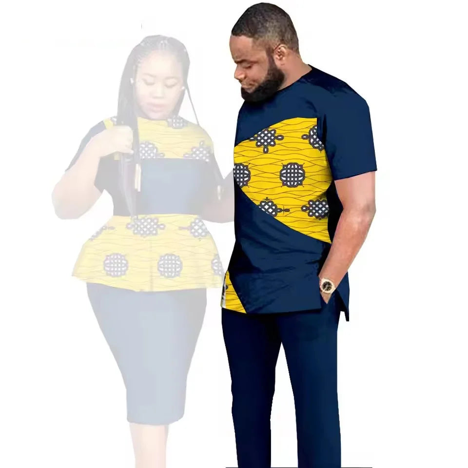 African Couples Clothing Women Outfits African Clothes for Couples Women Wear Wedding Party Ankara Match Men 2 Pieces Pants Sets