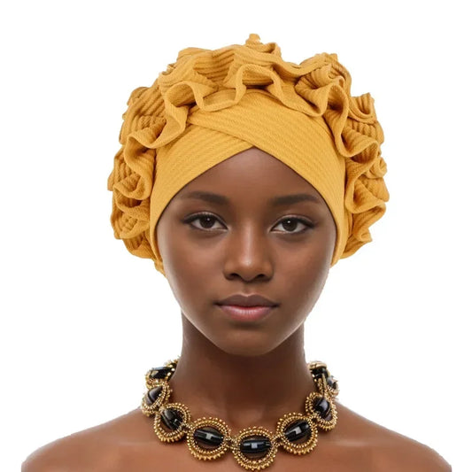 African Headtie Turban Nigerian Aso Oke Muslim Headwear Gele Head Wrap Sego Headties Women Hijab Headscarf Bonnet Headwear Hat