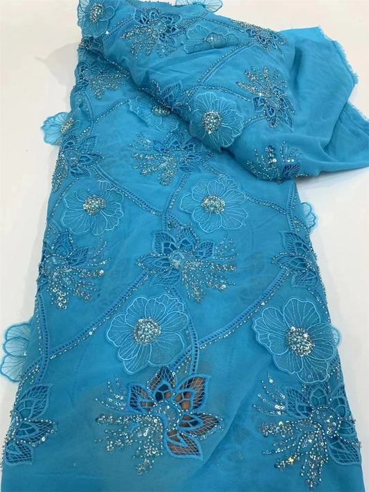 African Chiffon Lace Fabric High Quality Lace Material peach Nigerian French Lace Fabric For Women Wedding Party