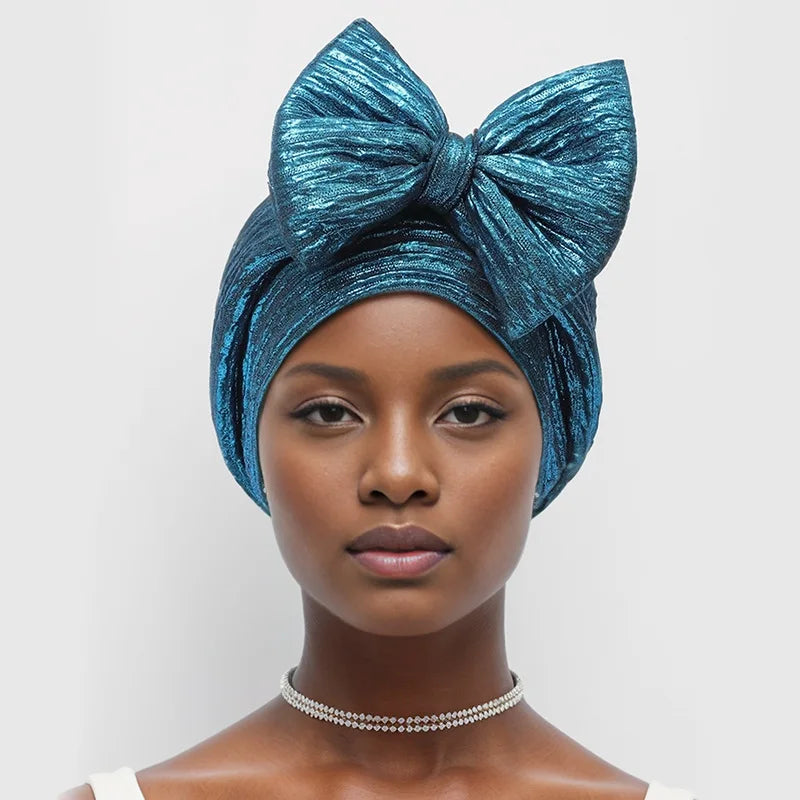 African Auto Gele Headtie Aso Oke Nigeria Braids Wedding Headgear Women Bonnet Turban Cap Already Made Head Wraps