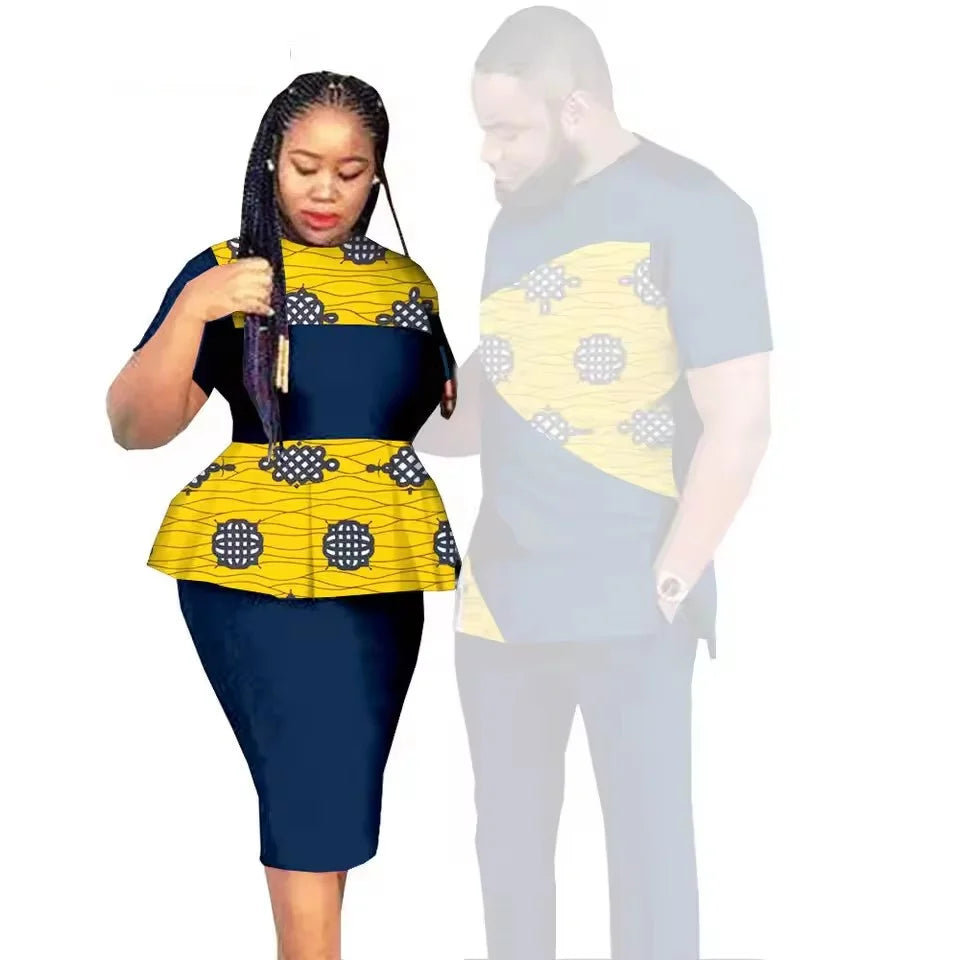 African Couples Clothing Women Outfits African Clothes for Couples Women Wear Wedding Party Ankara Match Men 2 Pieces Pants Sets