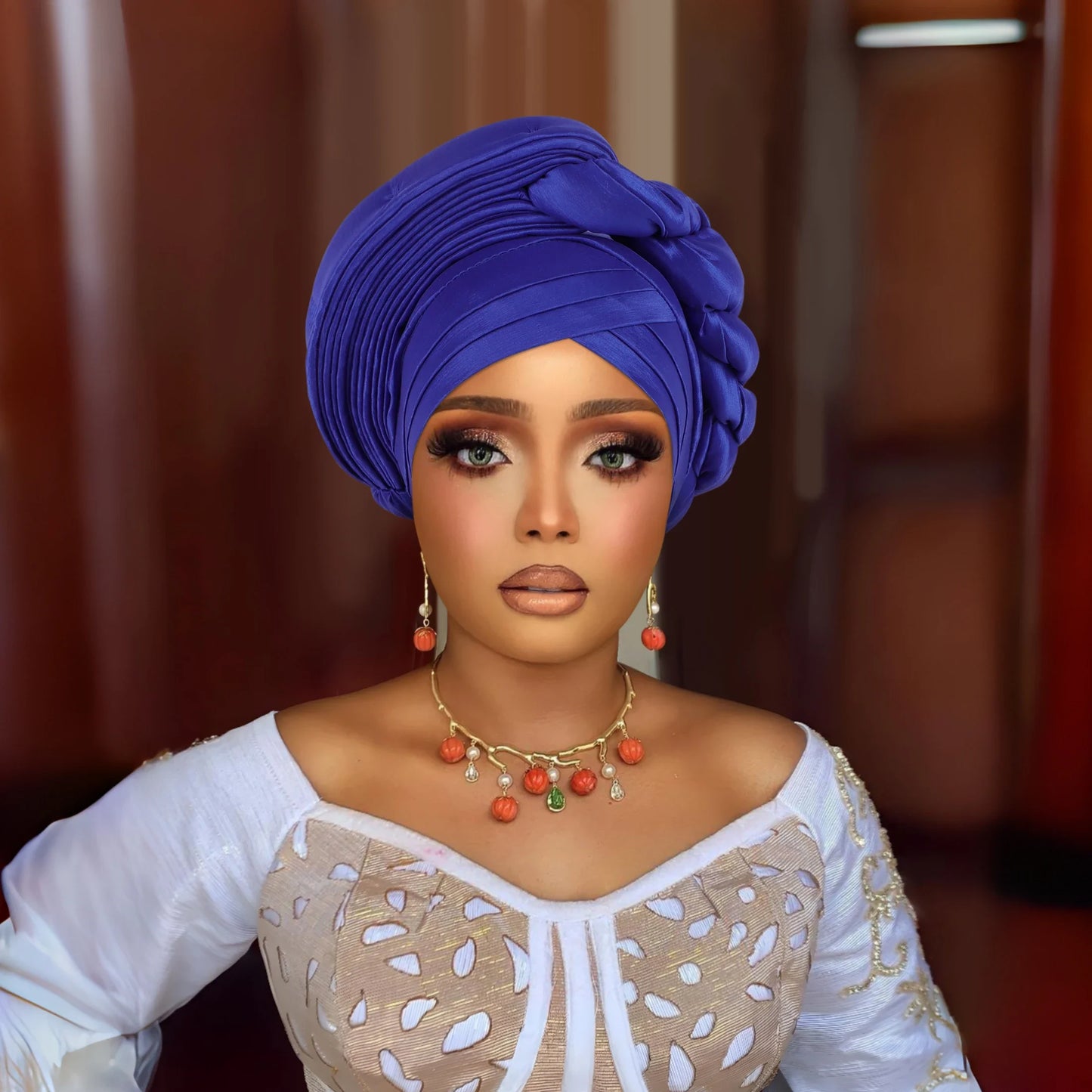 African Auto Gele Headtie Aso Oke Nigeria Braids Wedding Headgear Women Bonnet Turban Cap Already Made Head Wraps