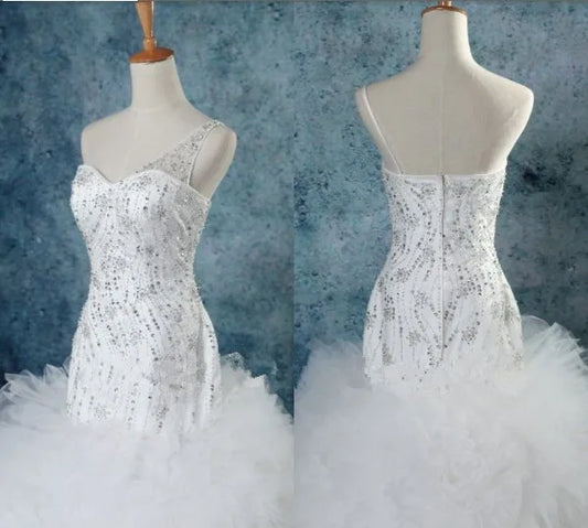 Bespoke Wedding Dress Brides long sweetheart ball gown luxury rhinestone crystal