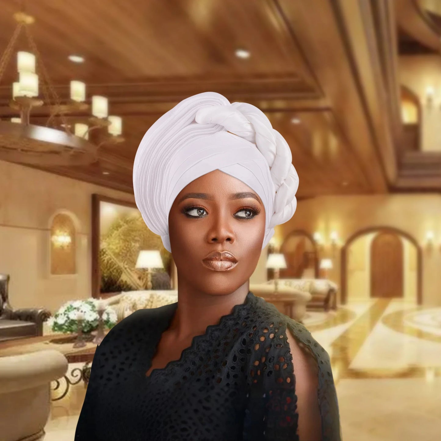 African Auto Gele Headtie Aso Oke Nigeria Braids Wedding Headgear Women Bonnet Turban Cap Already Made Head Wraps