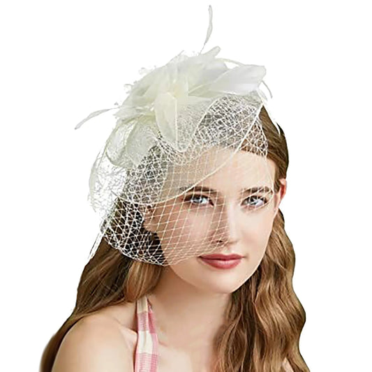 Trendy Elegant Half Hat Headband For Women Bridal Feather Mesh Solid Color Headwear Evening Dress Hair Accessories Photo Props