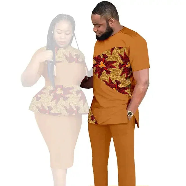 African Couples Clothing Women Outfits African Clothes for Couples Women Wear Wedding Party Ankara Match Men 2 Pieces Pants Sets