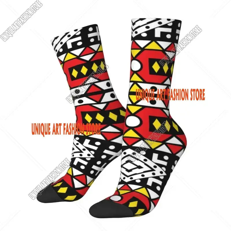 Fashion Printed Ankara Dutch Wax Print Socks for Men Women Male Stretch Summer Autumn Winter African Patterns Crew Socks