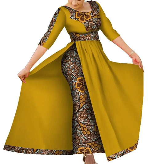 Customize BintaRealWax Women African Slim Fit Dress Traditional Elegent Female Ankara Party Wedding Robe Church Dress WY7963