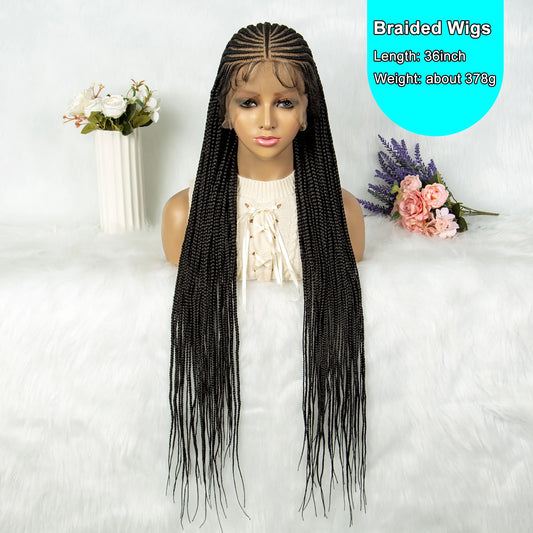 Full Lace Braided Wig Cornrow Box Synthetic Lace Front Wigs for Africa Women Men Braids Wig with Baby Hair Braiding Wigs