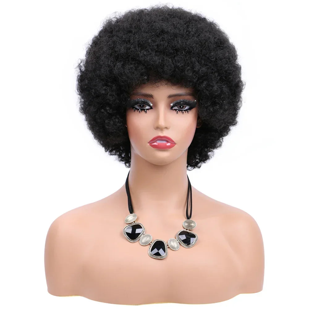Afro Wigs For Women Short 70s Kinky Curly Wigs Bouncy And Soft Natural Looking Fluffy Explosive Head Wig For Party And Daily Use