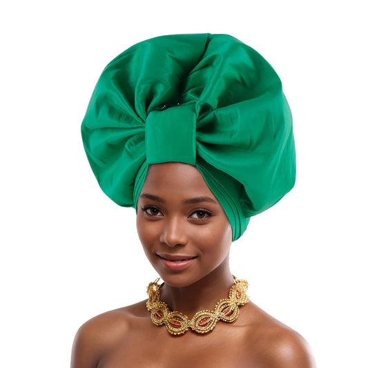 New Nigerian Wedding Hat Muslim Headscarf African Auto Gele Headtie Aso Oke Head Wrap Bonnet Hijab Turban Already Made Headgear