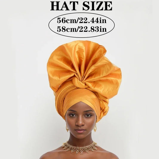 Caps for Women Auto Gele Headtie Already Made Aso Oke Turban Femme Musulman Fashion Bonnets African Head Wraps High Quality ﻿