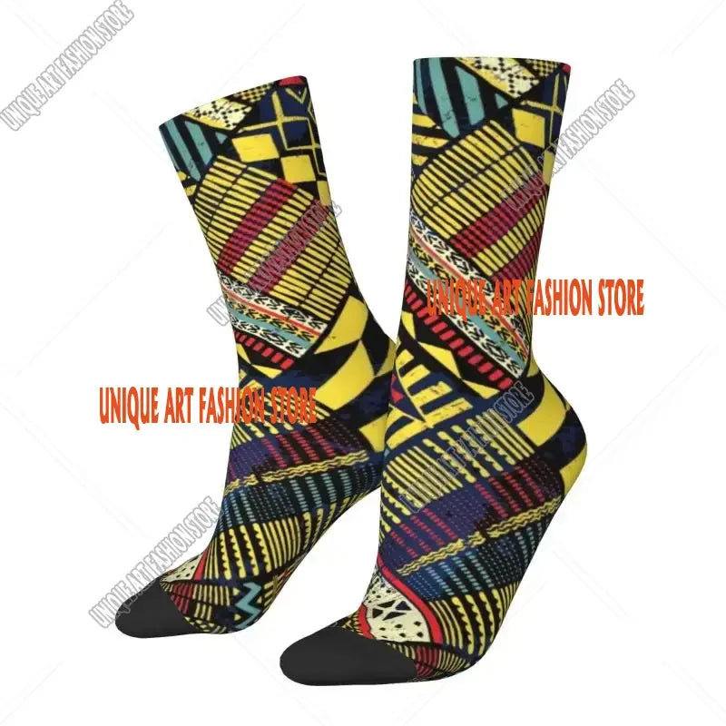 Fashion Printed Ankara Dutch Wax Print Socks for Men Women Male Stretch Summer Autumn Winter African Patterns Crew Socks