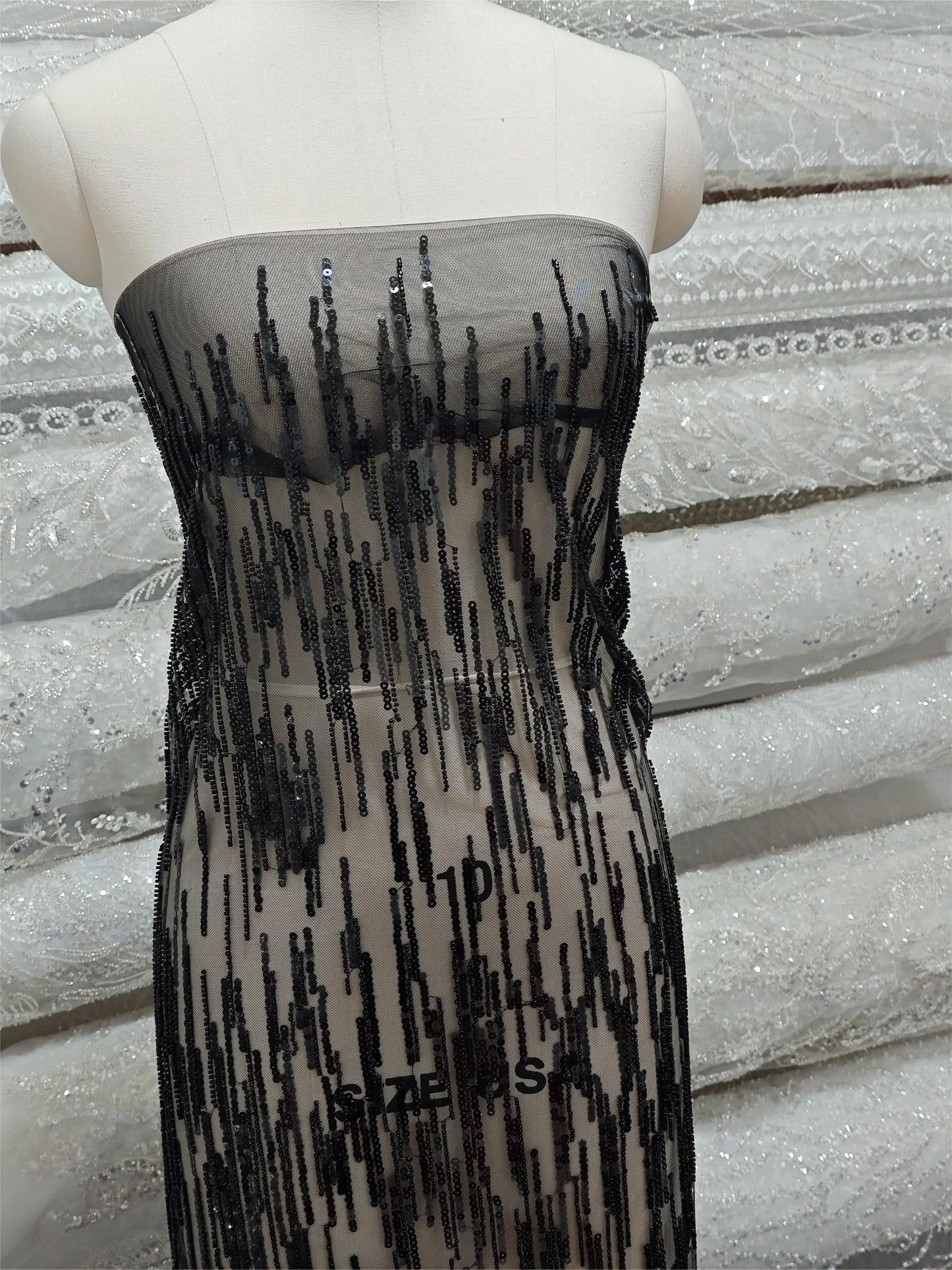 Luxurious African Sequin Bride Lace Mesh High-Quality Wedding Dress Banquet Women'S Dress Fabric
