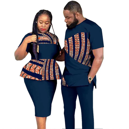African Couples Clothing Women Outfits African Clothes for Couples Women Wear Wedding Party Ankara Match Men 2 Pieces Pants Sets