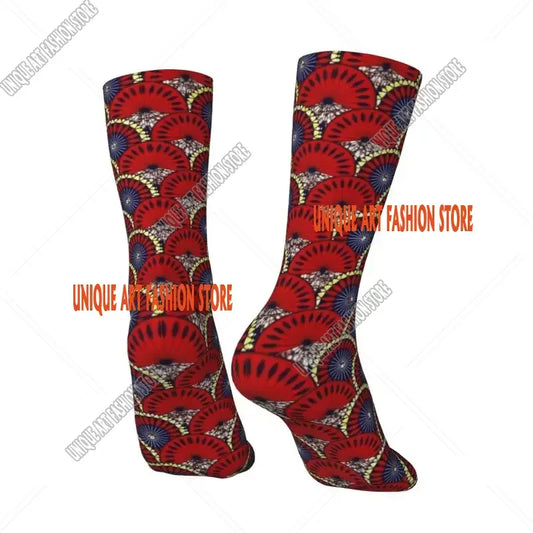 Fashion Printed Ankara Dutch Wax Print Socks for Men Women Male Stretch Summer Autumn Winter African Patterns Crew Socks