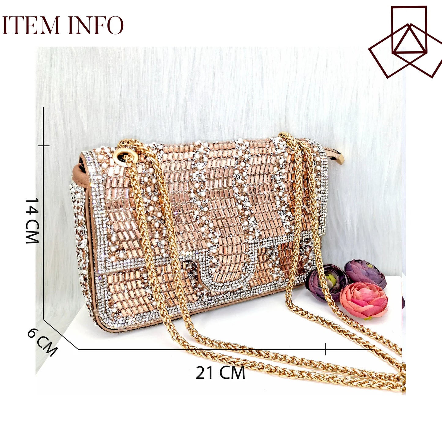 QSGFC Nigerian Peach High Heels Paired With Square Bag Rhinestone Studded Sequin Women's Sandals Are Suitable For Daily Parties