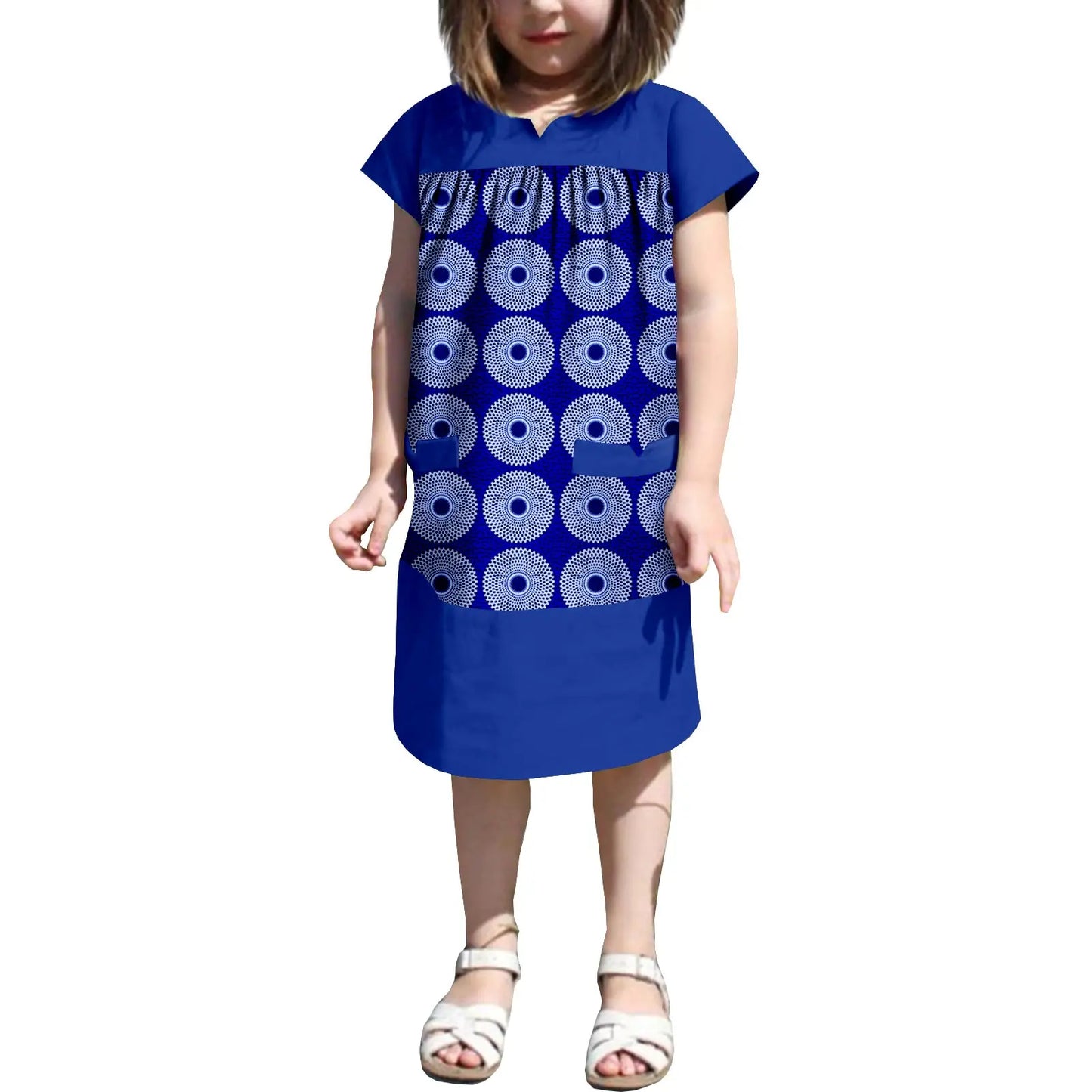 African Clothes Dashiki Summer Cotton Print Loose Girls Dresses Kids Children Ankara Outfits Bazin Riche Patchwork Dress 2445007
