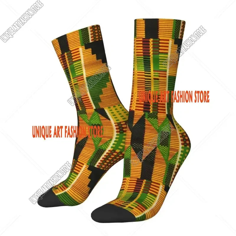 Fashion Printed Ankara Dutch Wax Print Socks for Men Women Male Stretch Summer Autumn Winter African Patterns Crew Socks