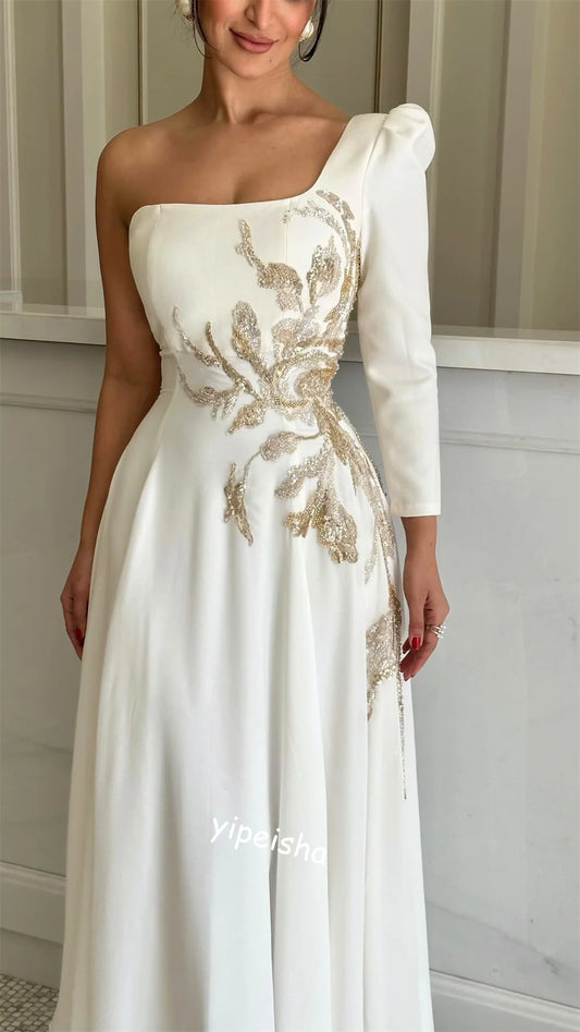Customized  S Beading Christmas A-line One-shoulder Bespoke Occasion Gown Midi Drs Saudi Arabia