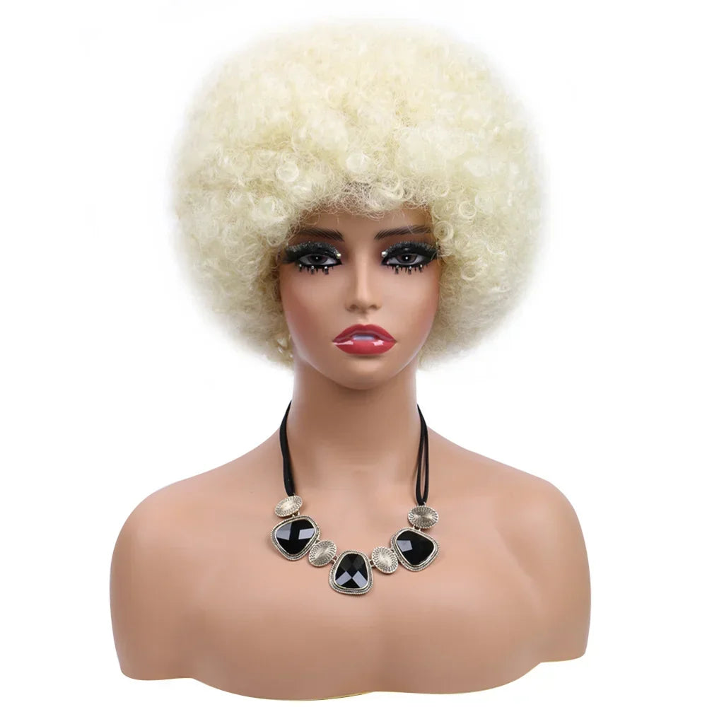 Afro Wigs For Women Short 70s Kinky Curly Wigs Bouncy And Soft Natural Looking Fluffy Explosive Head Wig For Party And Daily Use