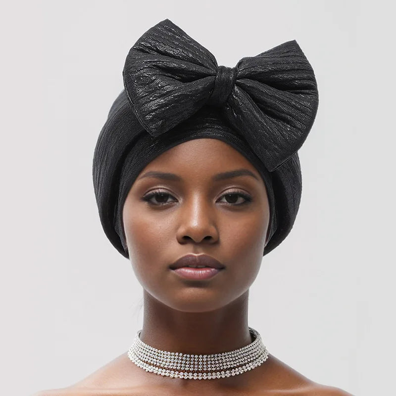 African Auto Gele Headtie Aso Oke Nigeria Braids Wedding Headgear Women Bonnet Turban Cap Already Made Head Wraps