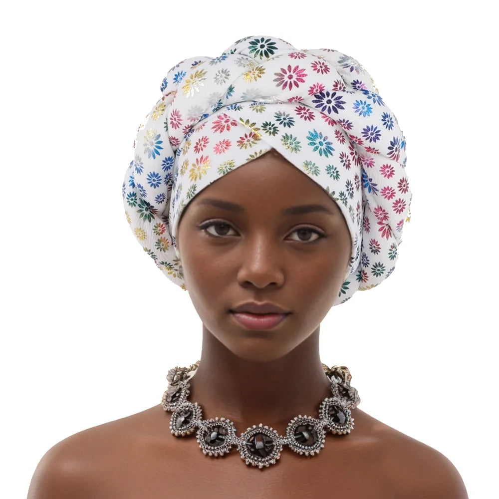 African Auto Gele Headtie Aso Oke Nigeria Braids Wedding Headgear Women Bonnet Turban Cap Already Made Head Wraps