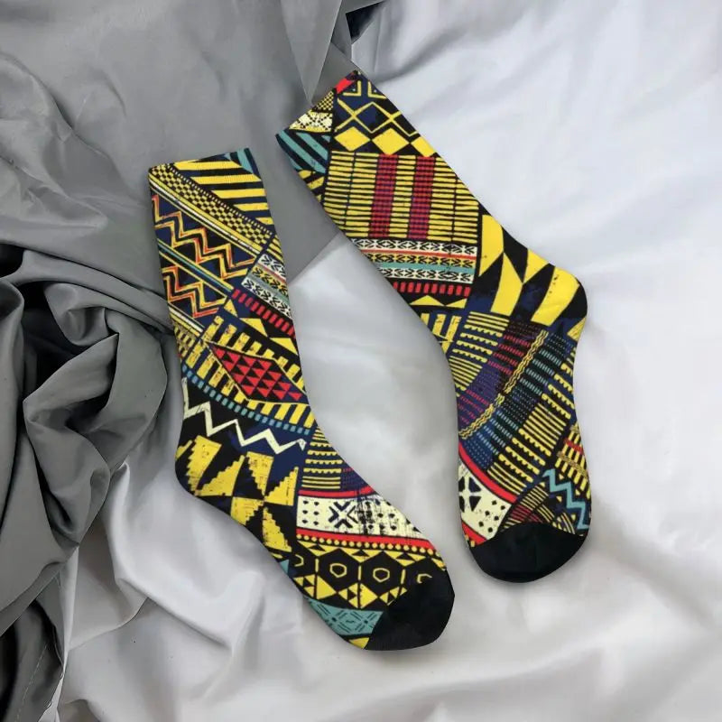 Patchwork Kitenge Ankara Nigeria Dress Socks Mens Womens Warm Fashion African style Design Print Crew Socks