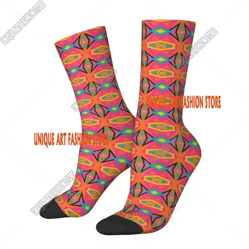 Fashion Printed Ankara Dutch Wax Print Socks for Men Women Male Stretch Summer Autumn Winter African Patterns Crew Socks