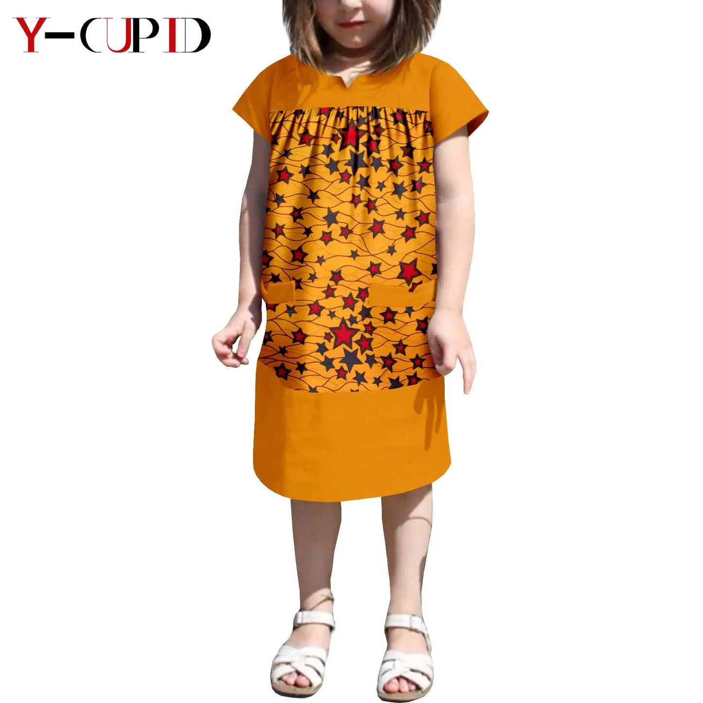 African Clothes Dashiki Summer Cotton Print Loose Girls Dresses Kids Children Ankara Outfits Bazin Riche Patchwork Dress 2445007