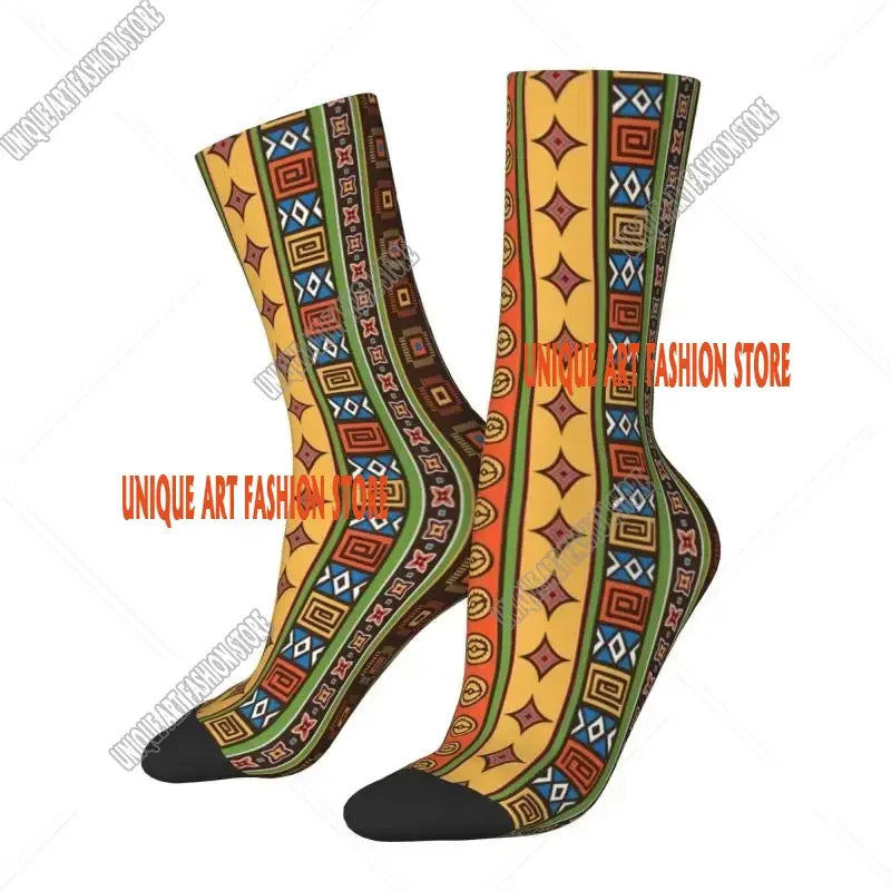 Fashion Printed Ankara Dutch Wax Print Socks for Men Women Male Stretch Summer Autumn Winter African Patterns Crew Socks