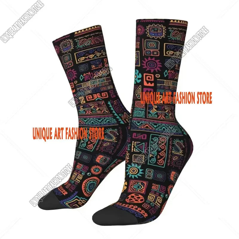 Fashion Printed Ankara Dutch Wax Print Socks for Men Women Male Stretch Summer Autumn Winter African Patterns Crew Socks