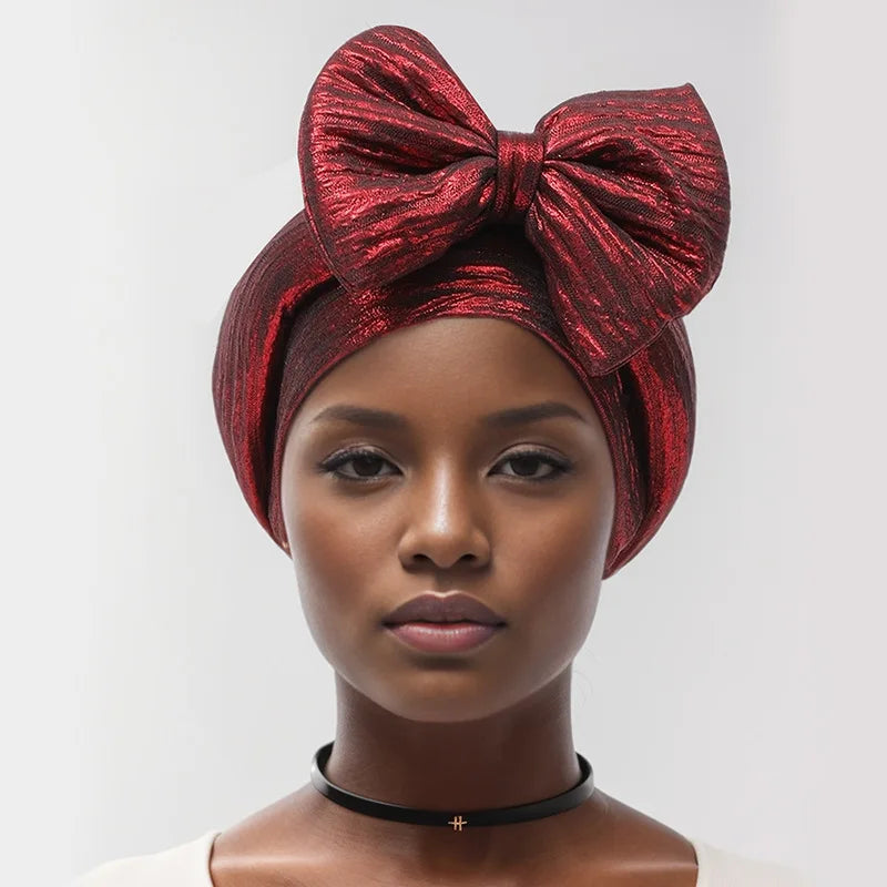 African Auto Gele Headtie Aso Oke Nigeria Braids Wedding Headgear Women Bonnet Turban Cap Already Made Head Wraps