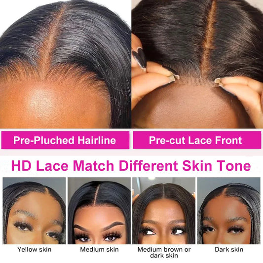 12A Bone Straight Bob Wig 13X4 Lace Frontal 100% Human Hair Wigs For Women Short Bob Wig 4X4 Lace Closure Wig  12 14 16inch