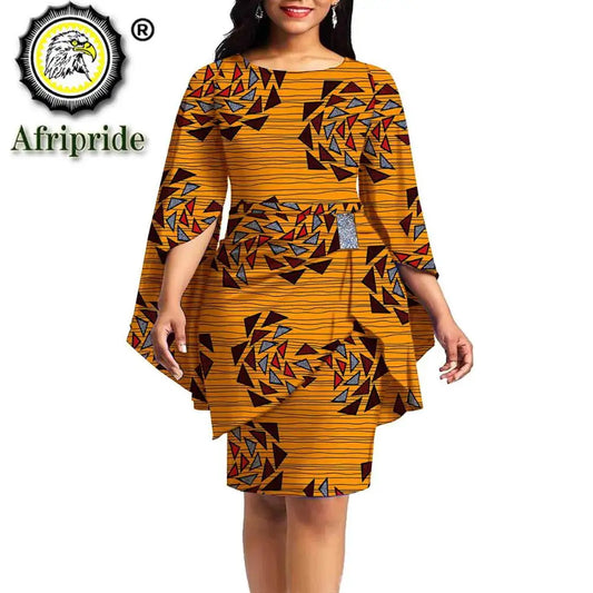 African Print Dresses for Women Party Dress Dashiki Outfits Ankara Dress + sashes Wedding Formal Clothing AFRIPRIDE S1925059