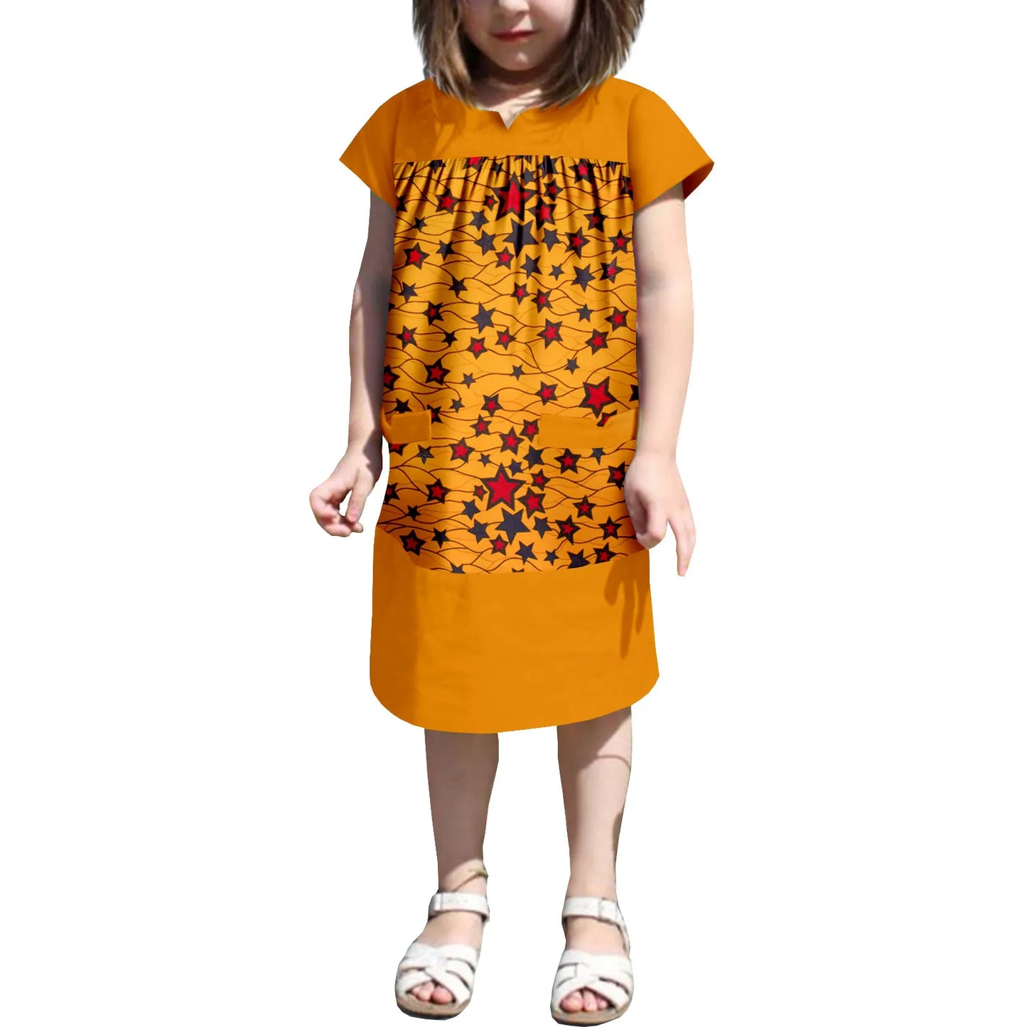 African Clothes Dashiki Summer Cotton Print Loose Girls Dresses Kids Children Ankara Outfits Bazin Riche Patchwork Dress 2445007