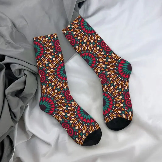 Kitenge Ankara Dress Socks Mens Womens Warm Fashion Novelty African Tribal Ethnic Art Patterns Crew Socks