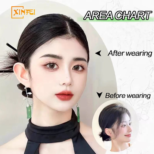 XINFEI Synthetic New Chinese Style Ball Head Flower Bud Head Hanfu Ancient Style Wig Hair Bag Bride Bun Hair Wig Hair Ring