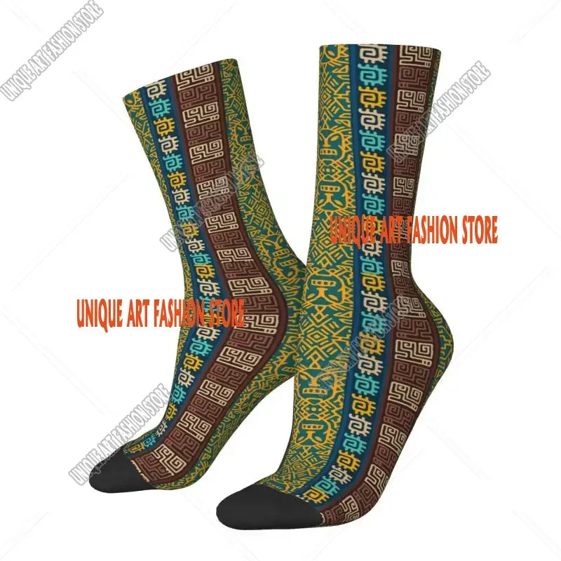 Fashion Printed Ankara Dutch Wax Print Socks for Men Women Male Stretch Summer Autumn Winter African Patterns Crew Socks