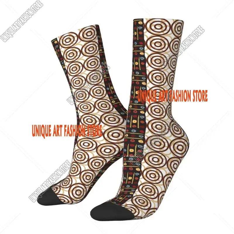 Fashion Printed Ankara Dutch Wax Print Socks for Men Women Male Stretch Summer Autumn Winter African Patterns Crew Socks