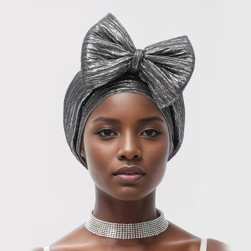 African Auto Gele Headtie Aso Oke Nigeria Braids Wedding Headgear Women Bonnet Turban Cap Already Made Head Wraps